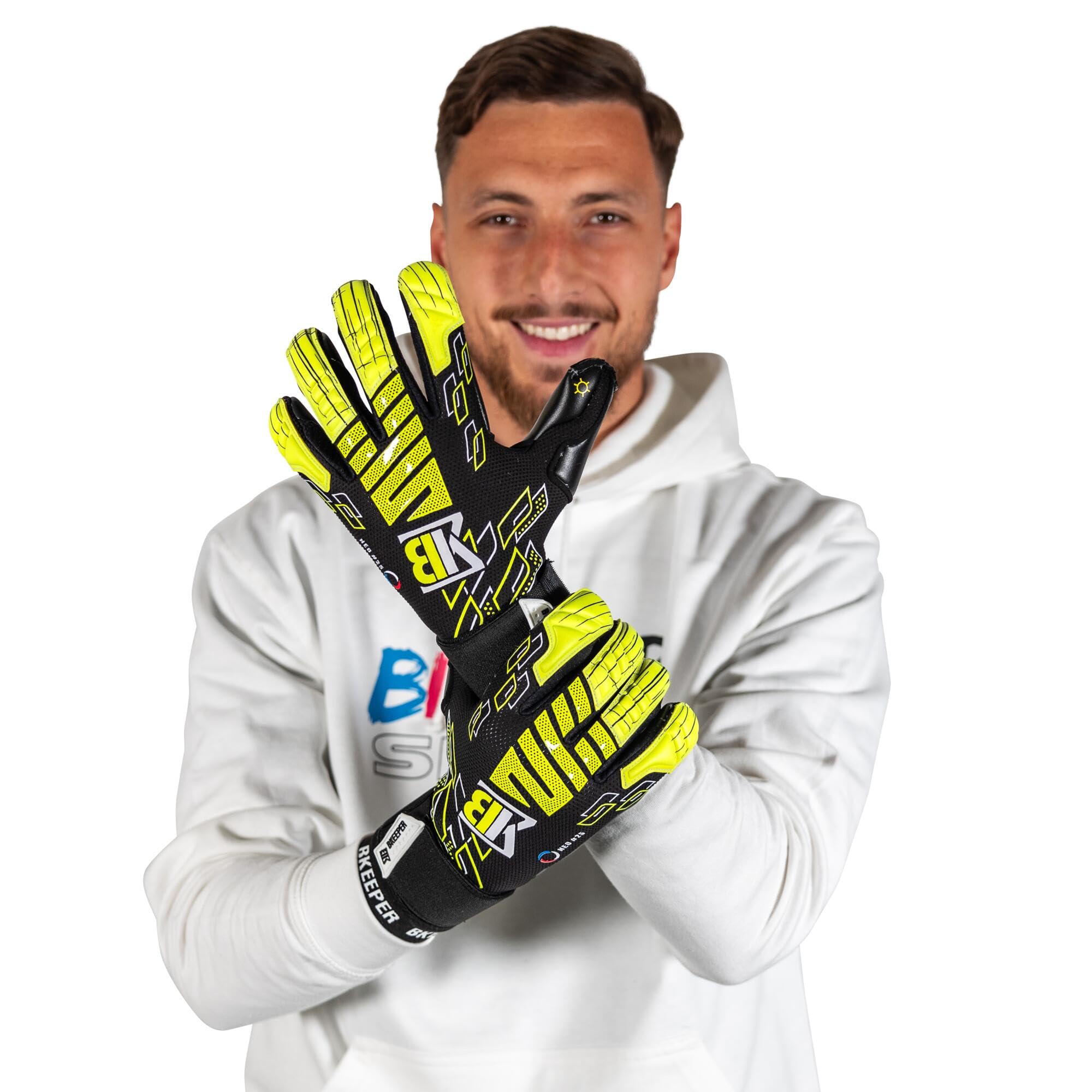 Gants de Gardien Neo #25 Black, Tailles 6 à 11, Noir, Coupe Roll-Négative, pour Adultes, Mousse Contact