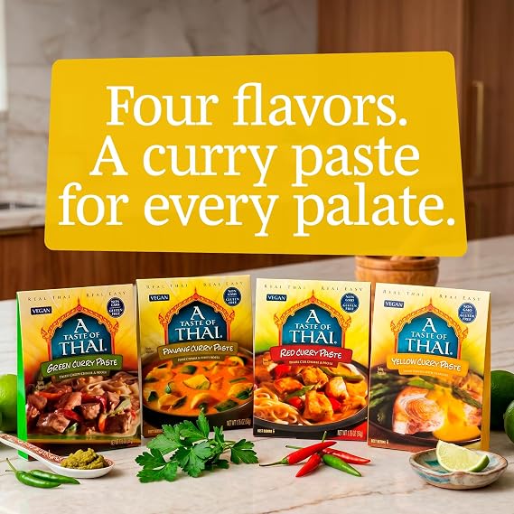 A Taste of Thai Red Curry Paste Authentic & Natural Ready-to-Use Thai Curry Paste Vegan, GlutenFree & NonGMO Rich, Aromatic Flavor for Curries, StirFries, Soups & Dips - 1.75 oz (Pack of 6)