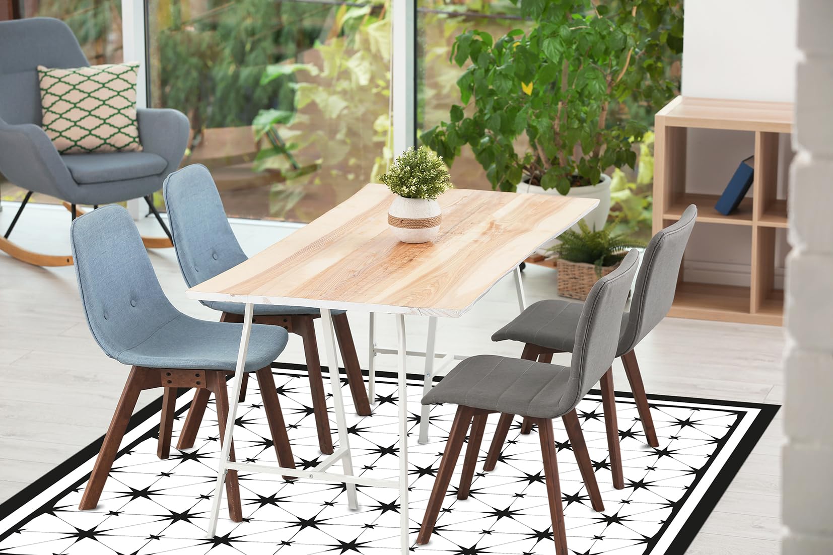 DobleUve Estudio Alfombra Vinílica Star | Negro | 80x200 | Alfombra Cocina Lavable Antideslizante | Alfombra Vinilo Salón | Alfombra Verano | Suelo de Vinilo