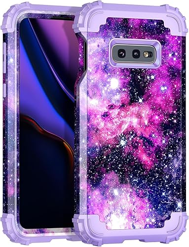 Casetego Funda compatible con Galaxy S10E, patrón de mármol de tres capas, resistente, resistente, a prueba de golpes, cuerpo completo,