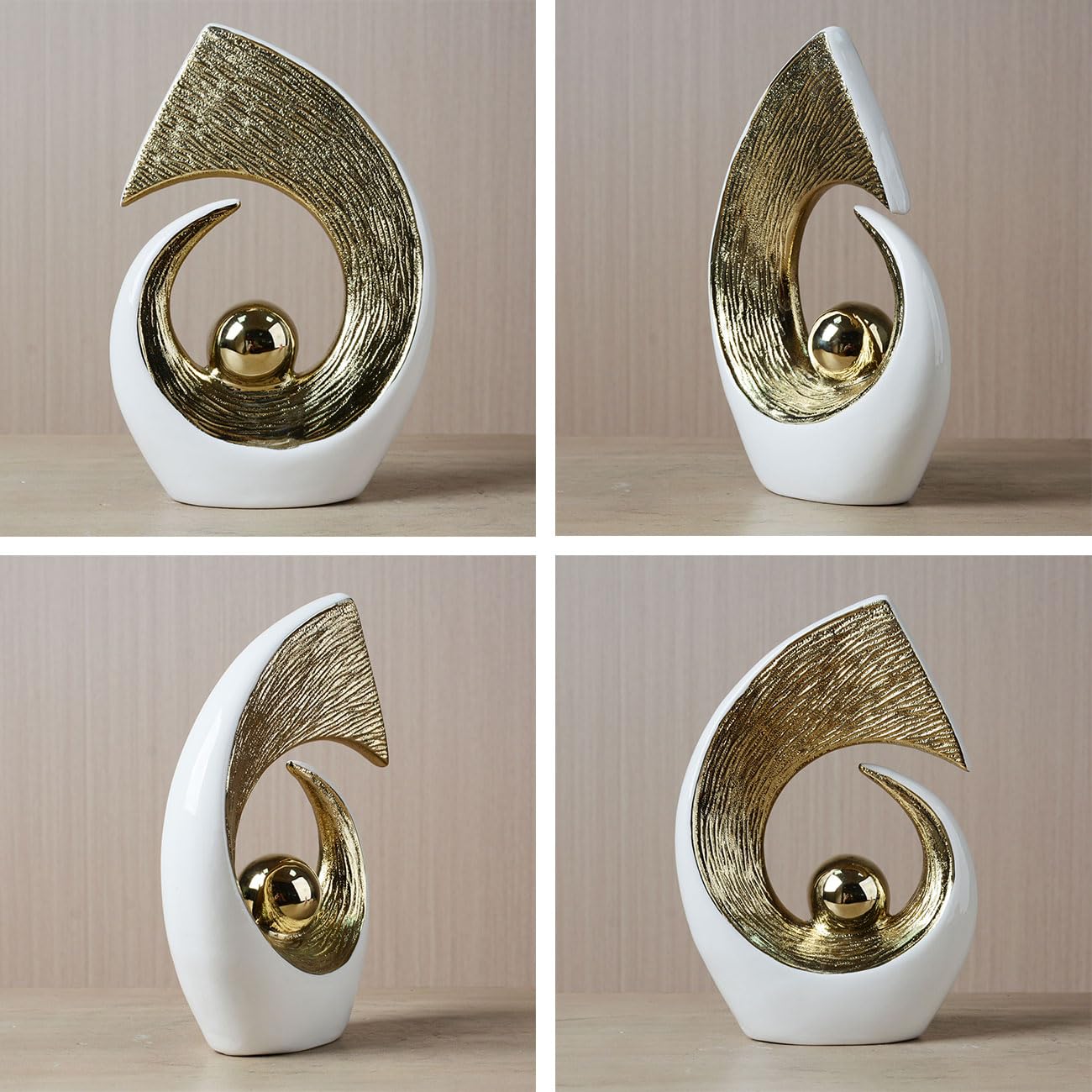 HAUCOZE Scultura Astratta Moderna Statua Decorazione Casa Figurina Mensola Arte Regalo per Scaffalf Scrivania Soprammobili Ceramica 25cm