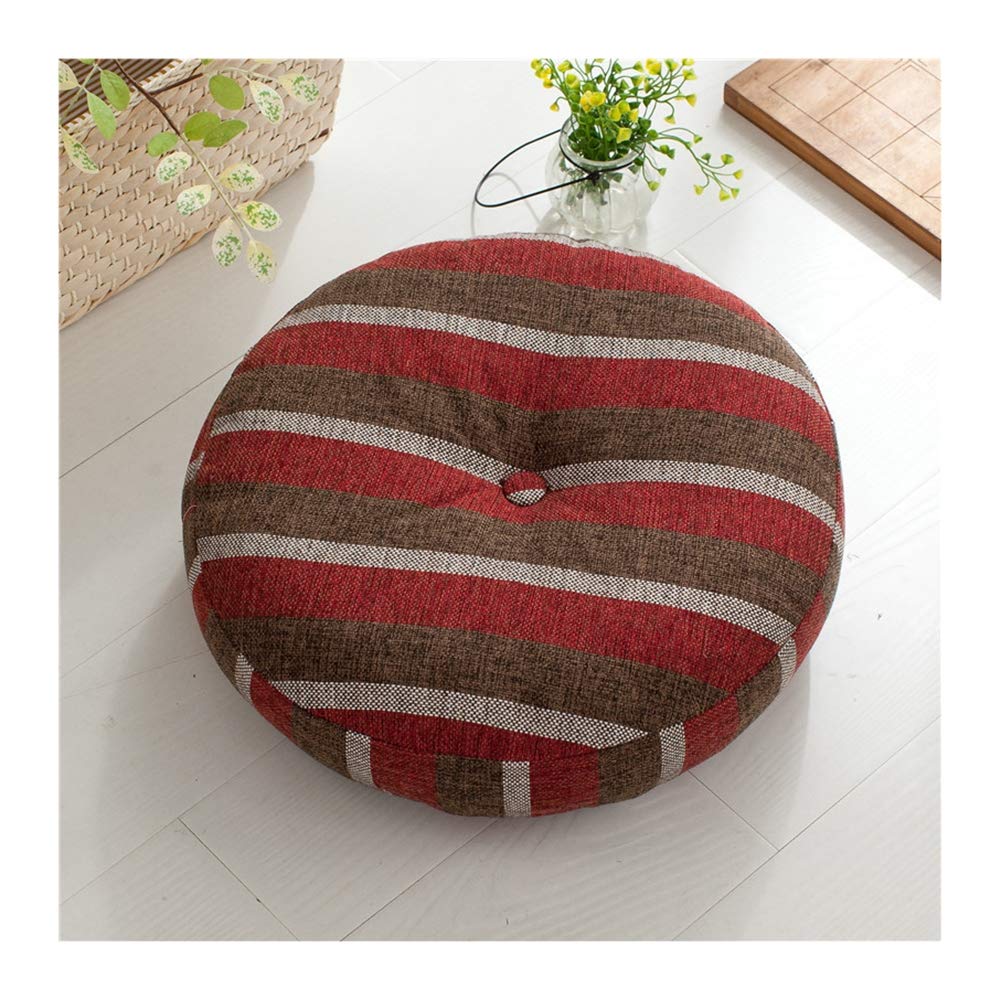 Tondo Cuscino Seduta, Cuscino Tatami In Cotone Lino, Cuscini per Sedie Morbidi e Spessi per Sedia Cuscino per Divano Divano Ufficio, Cuscino Sfoderabile e Lavabile,Redbrown,70cm(28inch)