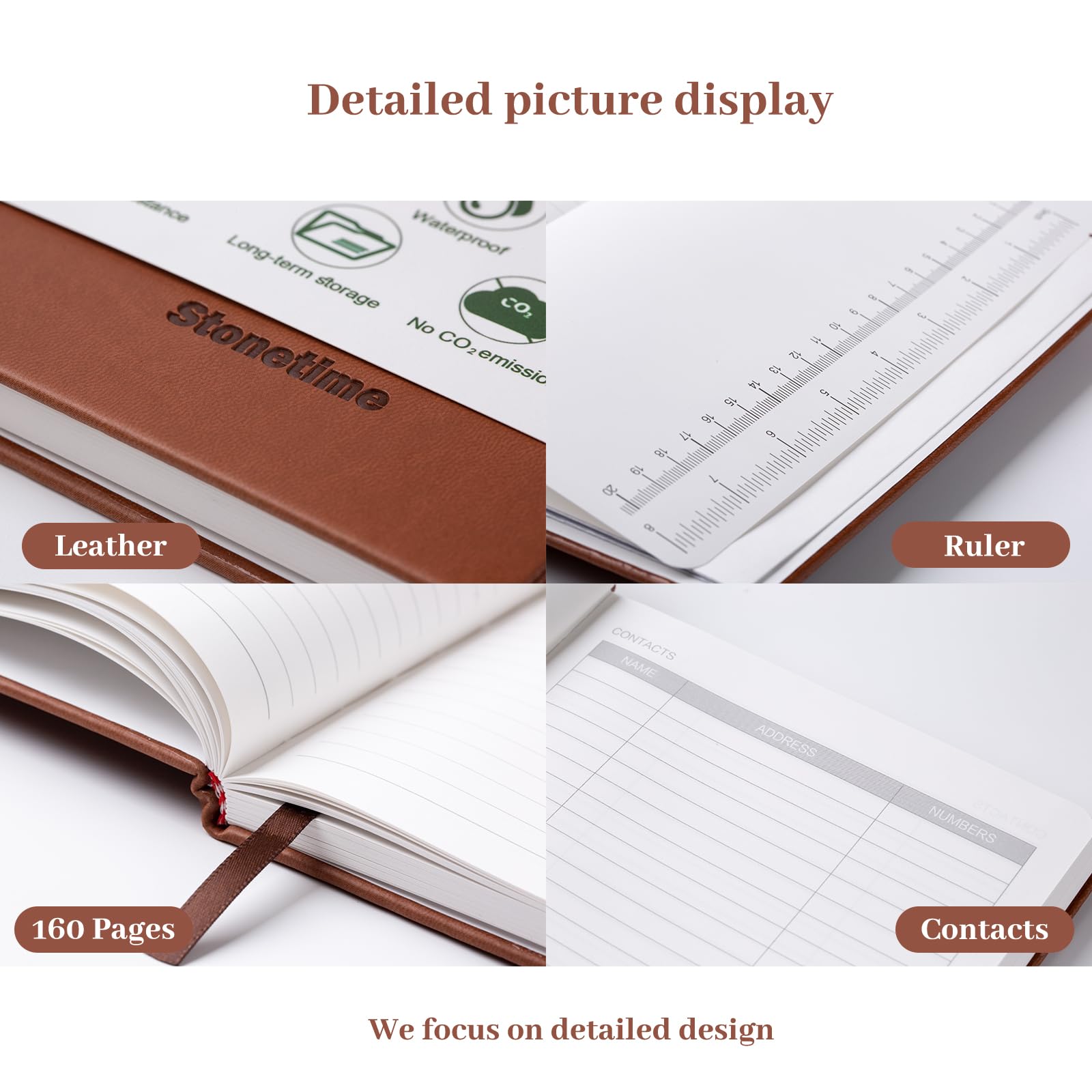 Stonetime Stone Paper Notebook per Donne Uomini, A5 Notebook Impermeabile con Copertina Rigida Diario Esecutivo, Quaderni a Righe per Lavoro, Affari, Scrittura, Scuola, 160 Pagine (Verde)