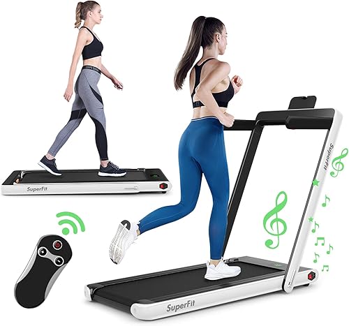 Miniatura 10 de GYMAX Caminadora plegable 2 en 1, máquina de correr para debajo del escritorio con monitor LED y control de aplicación inteligente, caminadora