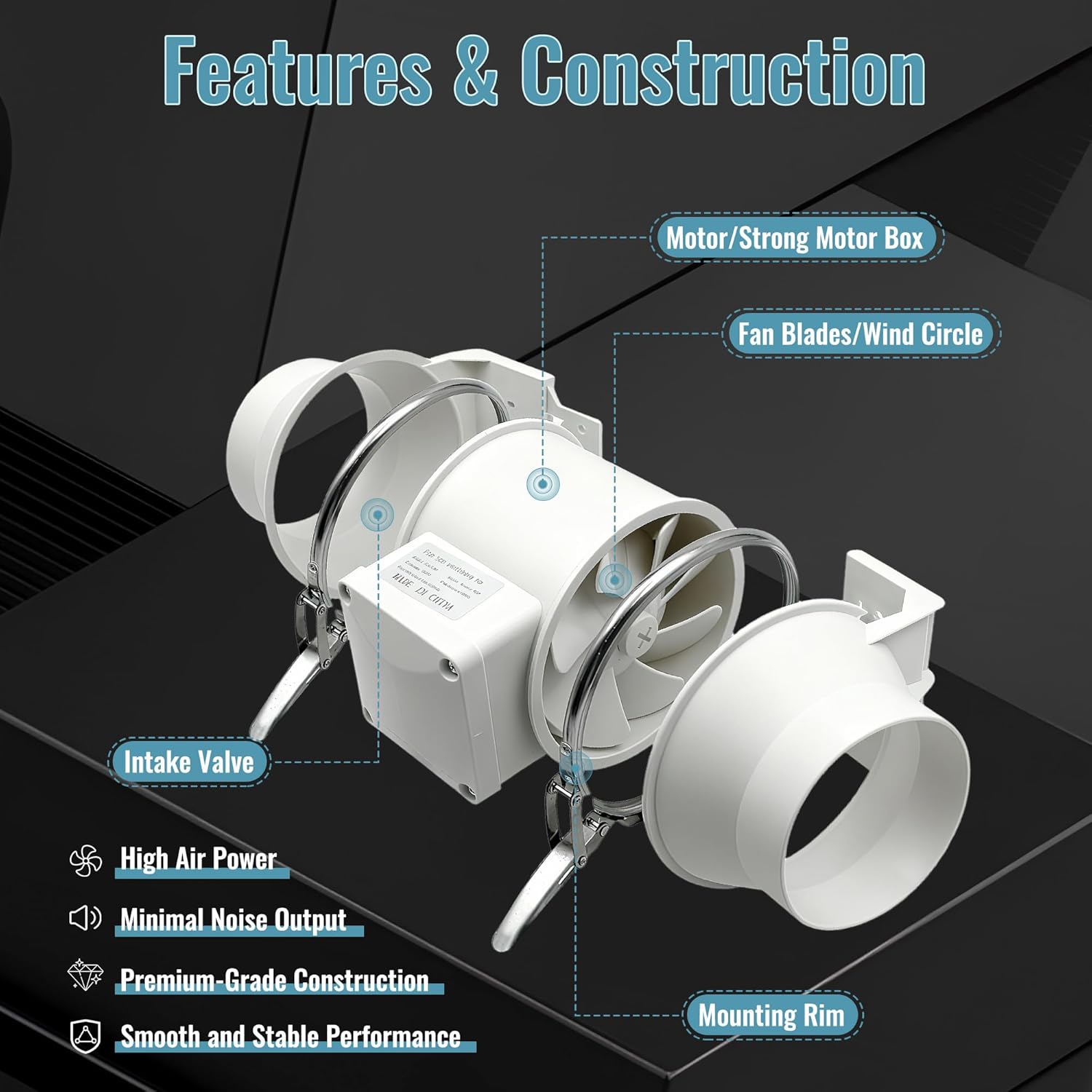 dreamdragon 4 Inch Inline Duct Fan with Remote Control 40W 280 CFM Ventilation Exhaust Blower Fans High Efficiency Air Flow for Bathroom, Kitchen,Hydroponics, Grow Tent