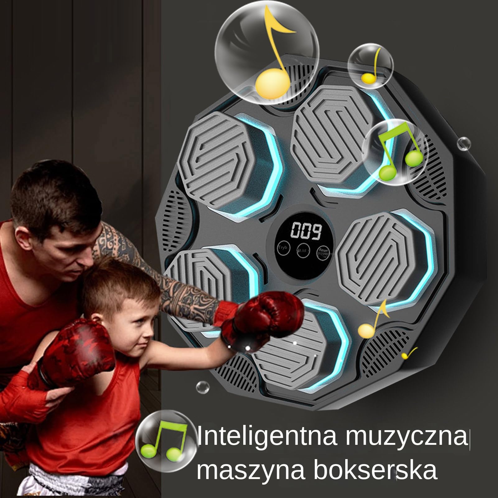 Inteligentna Muzyczna Maszyna Bokserska Inteligentny Trener Ćwiczeń | Z Oświetleniem LED, Maszyna Bokserska Ścienna, Muzyka Dla Kobiet Mężczyzn Dzieci Siłownia Fitness