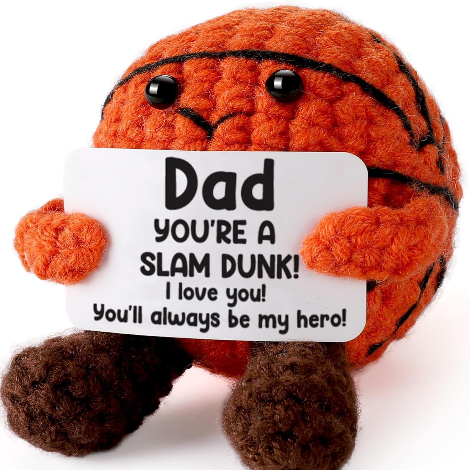 Dad Birthday Gifts from Daughter Son Wife - Cool Handmade Crochet Small Basketball Decor, Ideal Fathers Day for Dad Daddy Father New Dads, I Love You Gift for Dads