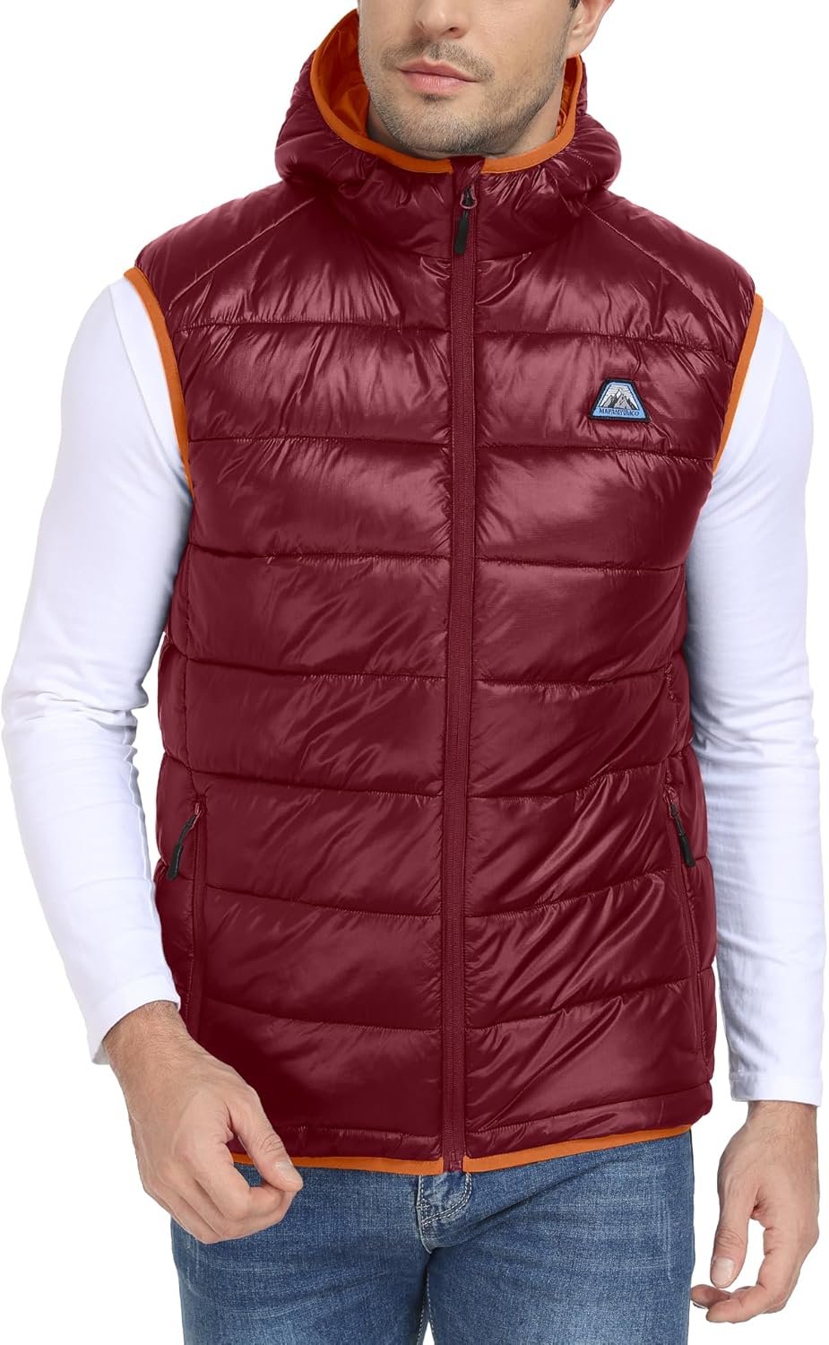 Mapamyumco Men's Hooded Puffer Vest Waterproof Lightweight Quilted Puffer Vest Full Zip Sleeveless Jacket Winter Outerwear - Image 3