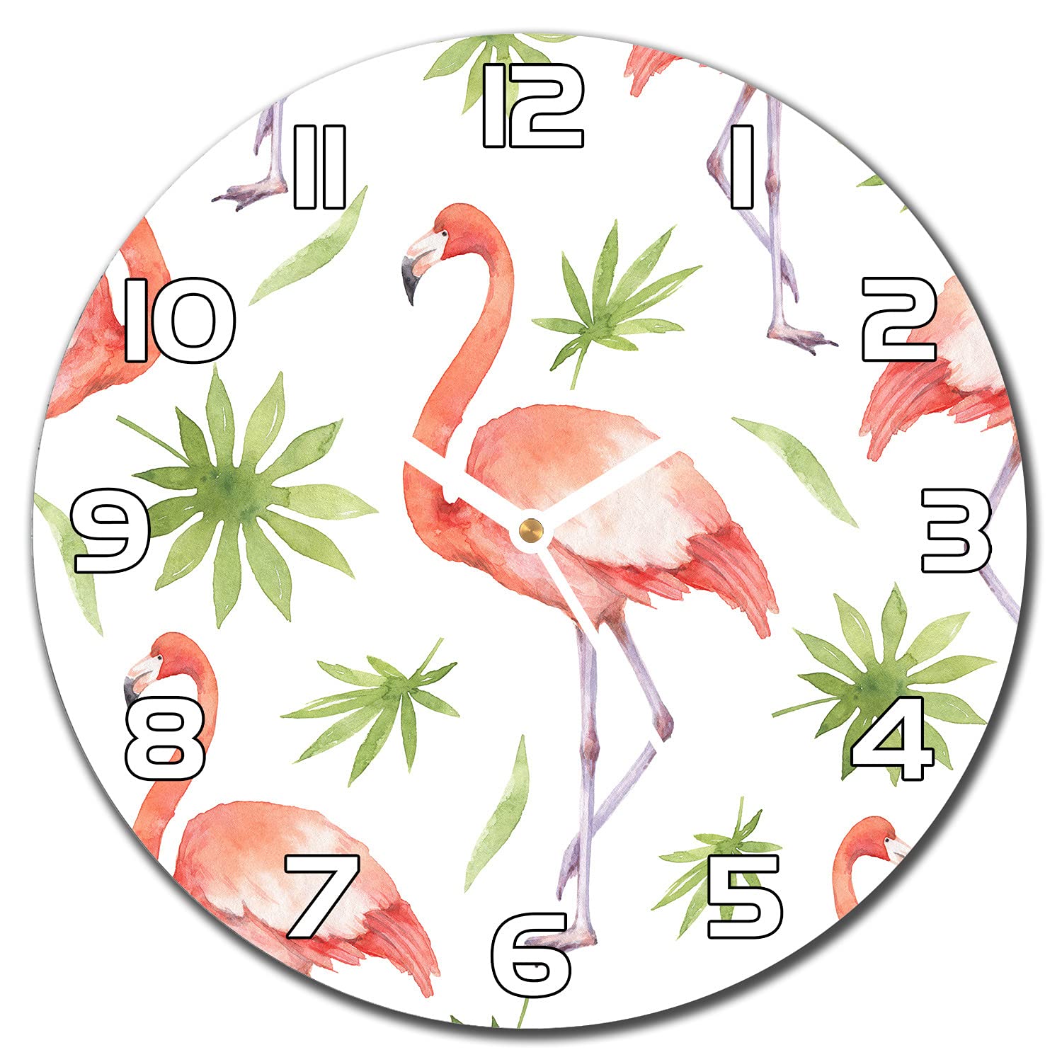Horloge murale cuisine et salon en verre décoratif 30 cm imprimé tropical