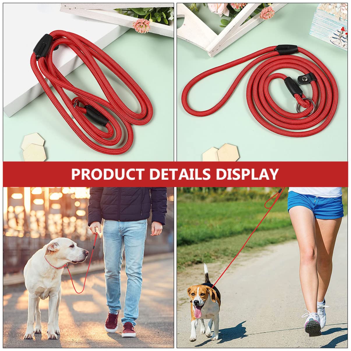 GALPADA 3Pcs Professional Dog Leash Wear Resistant Training Leashes with Wide Hand Strap for Comfortable Walking Training Lightweight Durable Pet Accessories