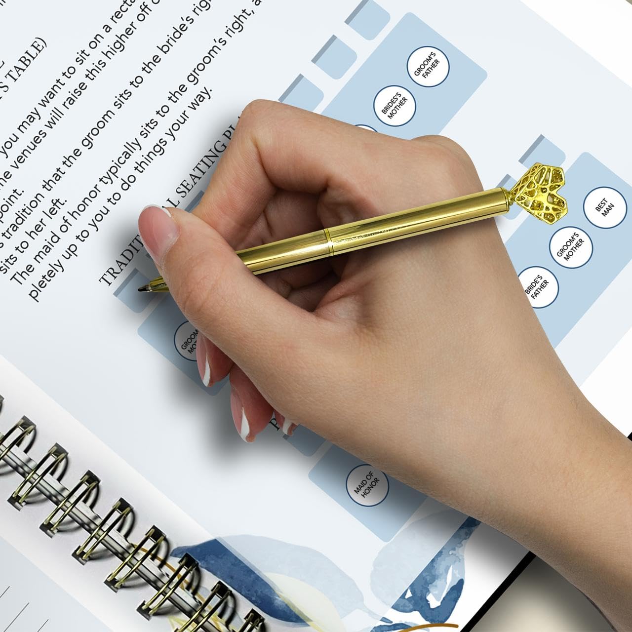 Hochzeitsplaner Buch und Organizer, Brautplaner inklusive Countdown-Kalender, schönem Stift, Hochzeitsplanungsbuch, Budgetplaner, Hochzeitszeitleiste, Händlerkontakte.