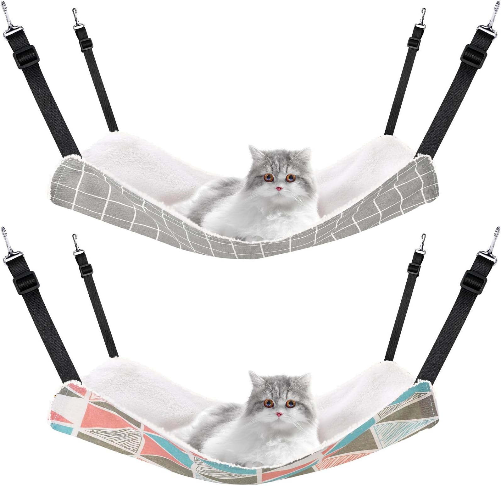 RivenAn Hanging Cat Hammock, Pet Hammock for Cage, Adjustable Cat Bed Two Sides