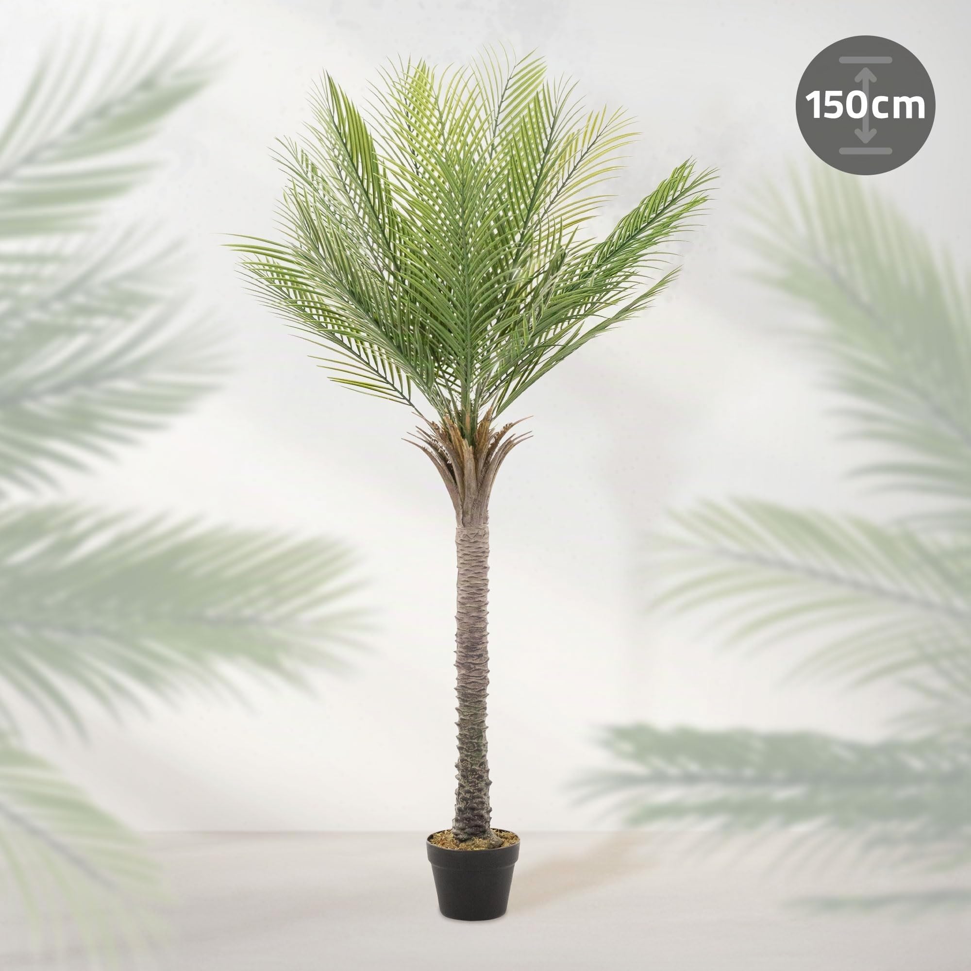 ML-Design Palma Artificiale 150 cm Piante Artificiali Grandi Piante Finte Tropicale Pianta Artificiale Decorazione in Plastica in Vaso per Interni/Esterni Albero Artificiale Come Vero per Soggiorno