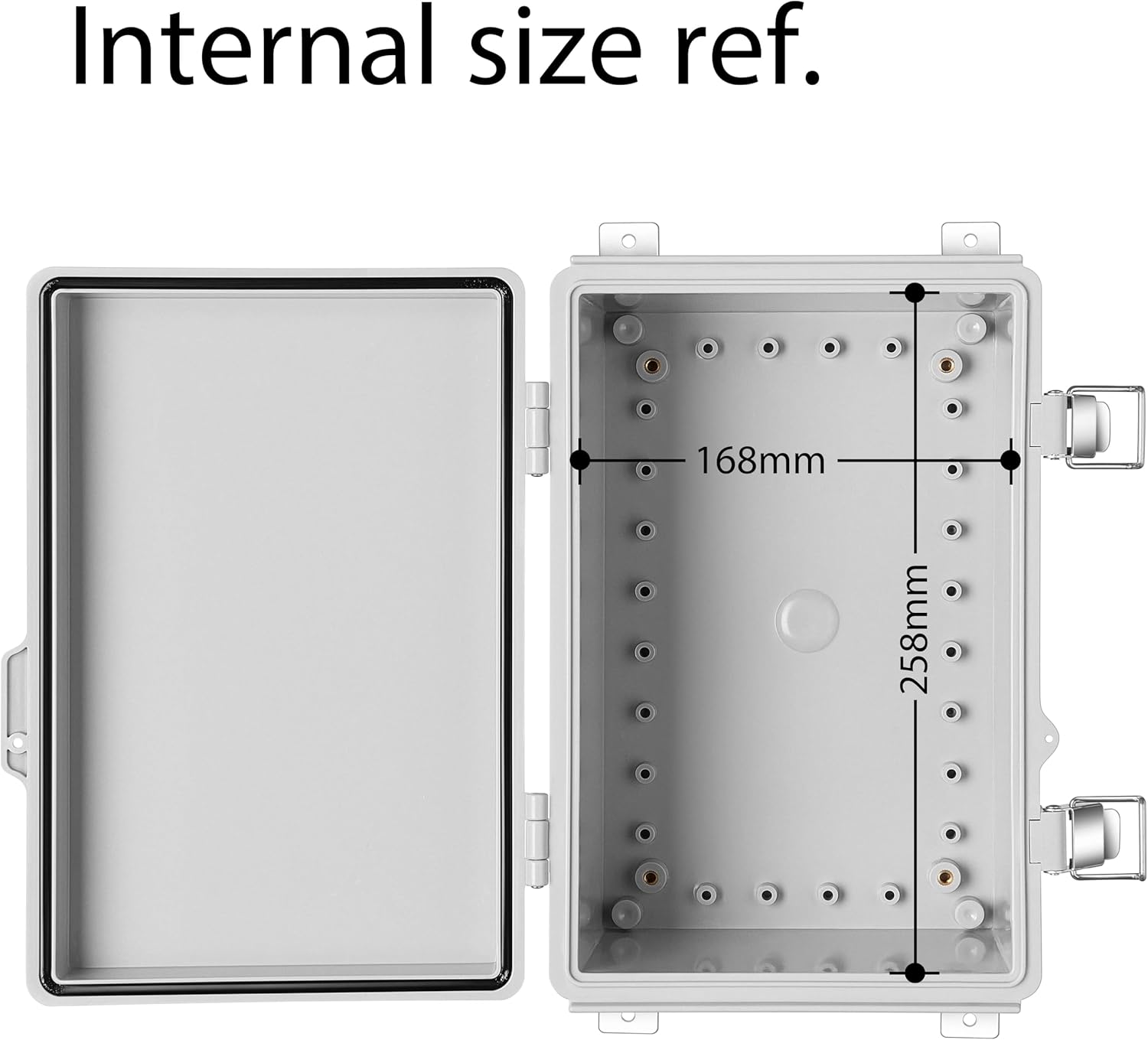 Junction Box, IP67 Waterproof Plastic Enclosure for Electrical Project, Hinged Grey Cover, Includes Mounting Plate and Wall Bracket (Grey Cover, 11.4"×7.5"×5.5") - Image 4