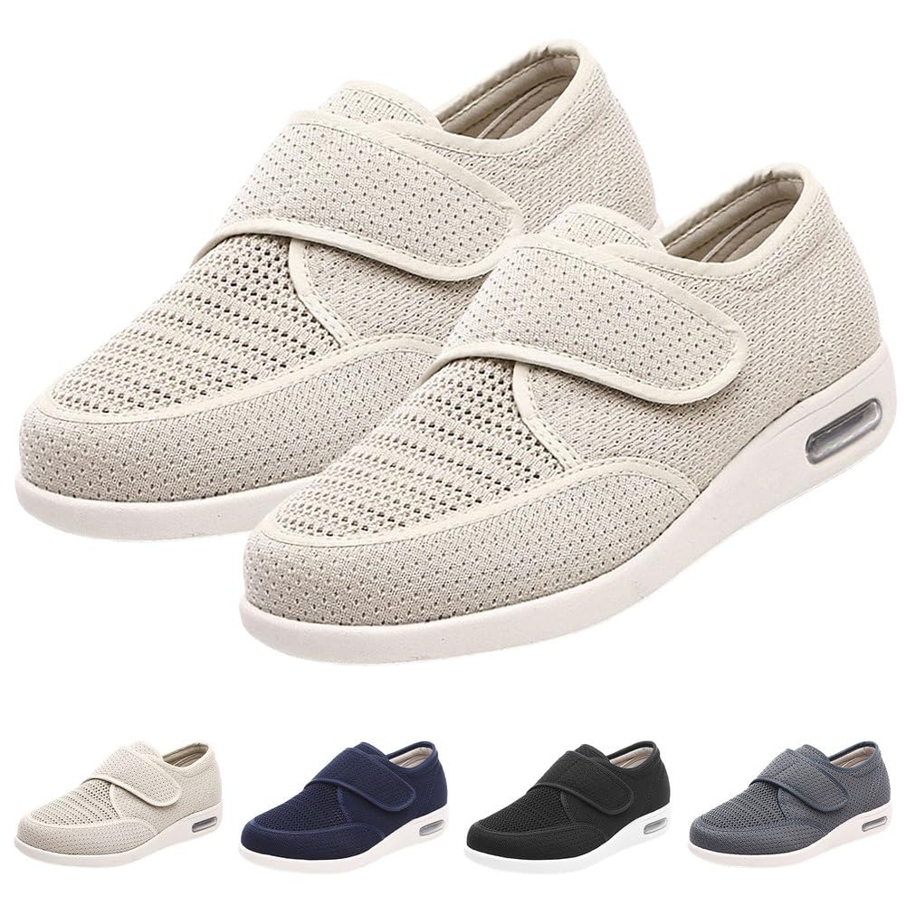 Zapatos para DiabéTicos para Mujer, Zapatos Anchos para Personas Mayores, Zapatillas Deportivas para Pies Hinchados Y Edemas, Antideslizantes, Cierre Ajustable con Velcro