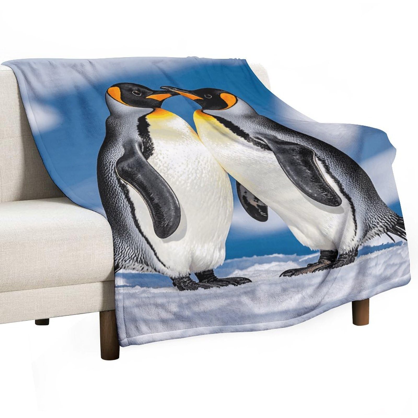 Couverture en flanelle haut de gamme au design pingouins confort thermique léger et douceur absolue