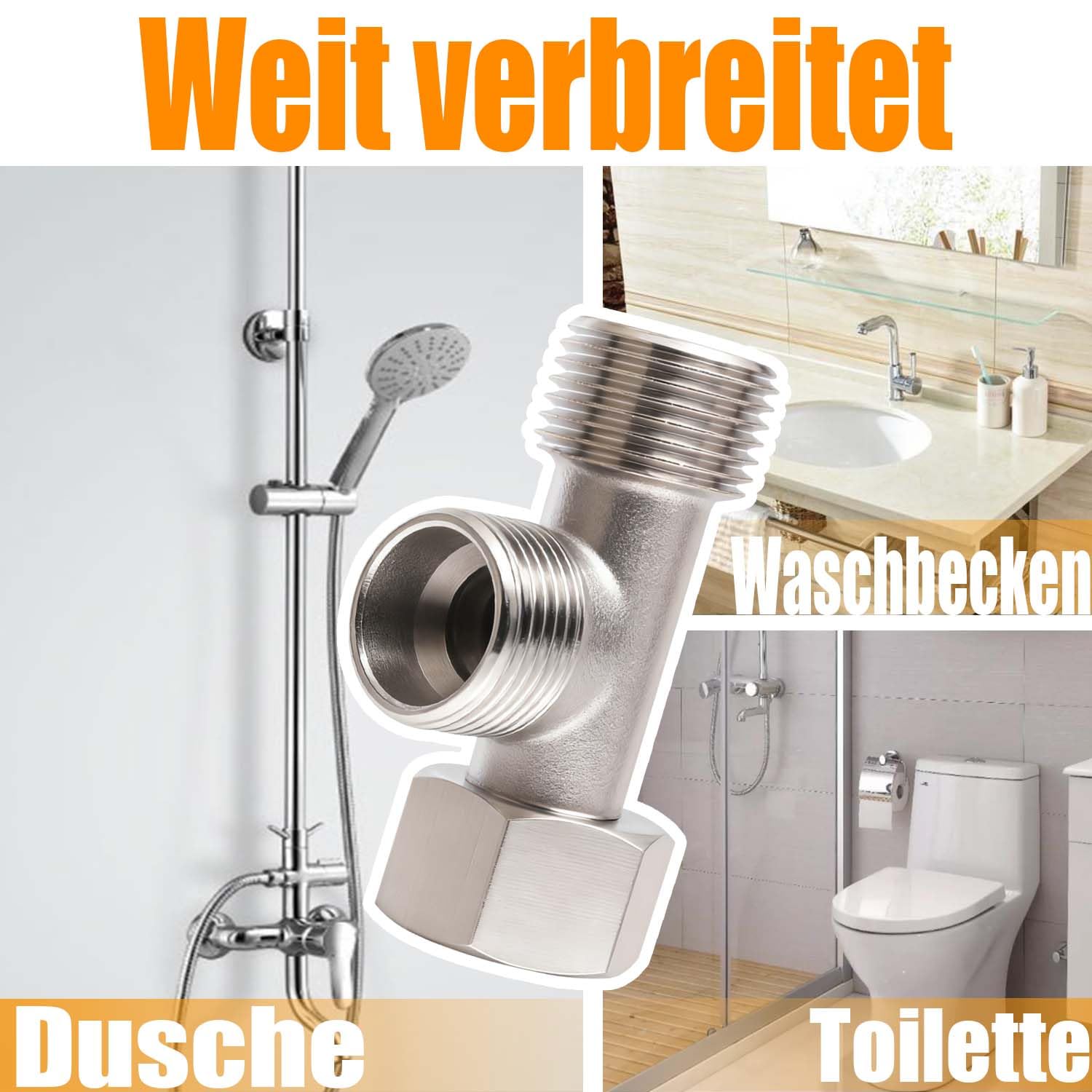 Connecteur en T 3 Voies,Vanne D'inversion WC en Cuivre 3/8" | avec Dents Latérales 1/2" Vanne,Connecteur de Tuyau 3 Voies, pour réservoir de toilettes,robinet de douche
