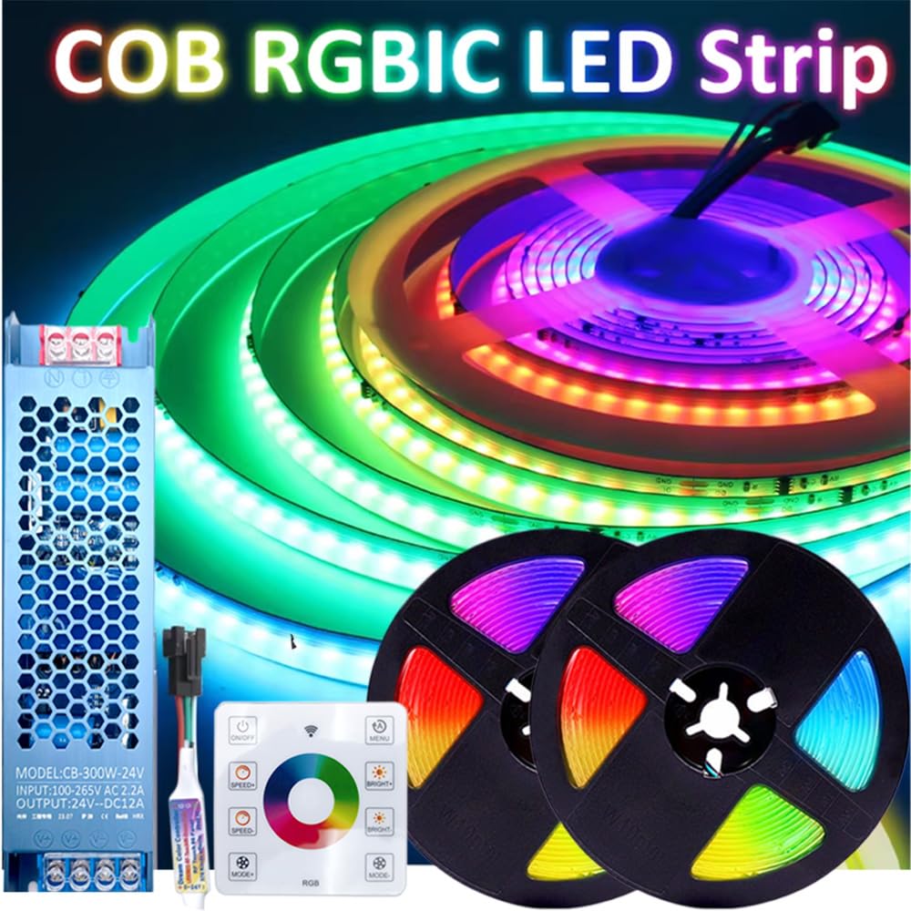 Striscia LED COB RGB WS2811 CC 24 V con IC 420 LED/m, 15 m (3 x 5 m), set