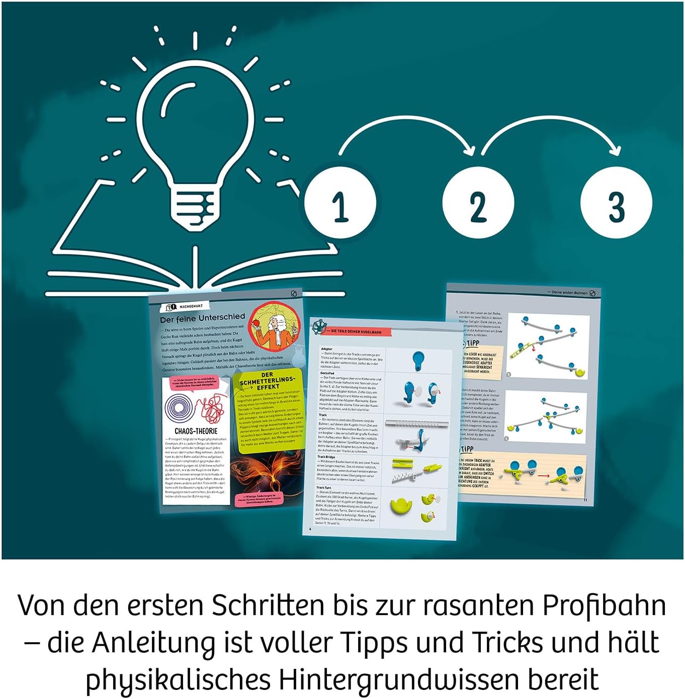 KOSMOS 617288 Gecko Run Starter Set, Starter Set, Expandable Marble Run for Children, Vertical Marble Run, Educational Toy and Construction Toy from 8 Years, Multilingual