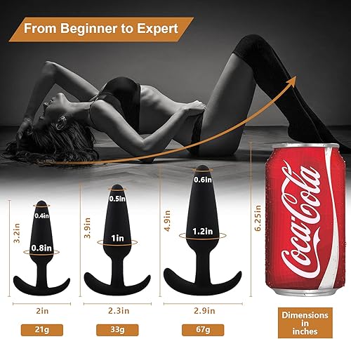 Miniatura 2 de Juego de 3 tapones anales de silicona para entrenador, para hombres y mujeres.