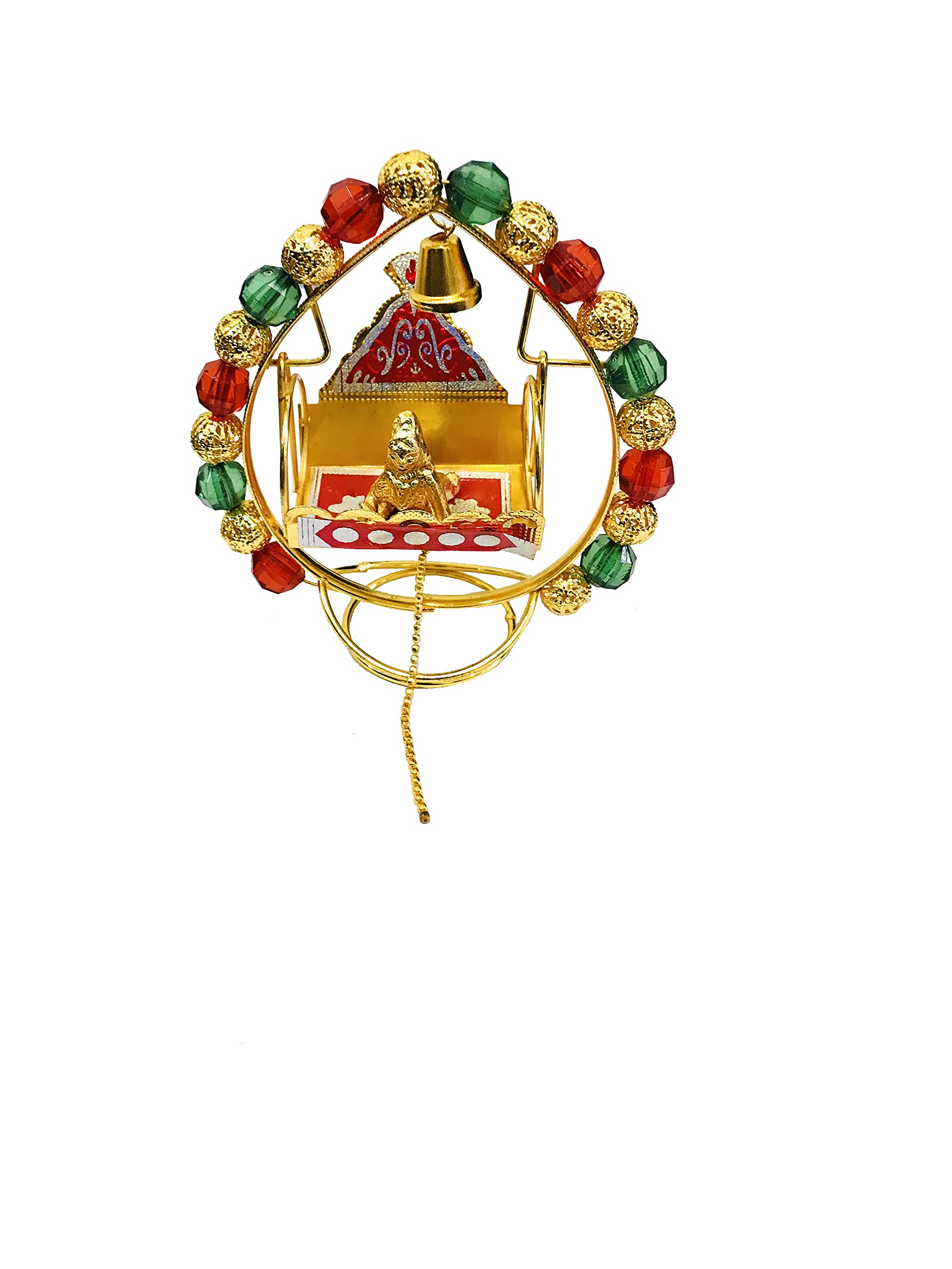 Krishna Janmashtami Diya Jhula Ladoo Gopal or Bal Gopal Lord Krishna jhula Swing for Home Temple mandir or car Dashboard showpiece - H X L (3.75 X 3.5) inch