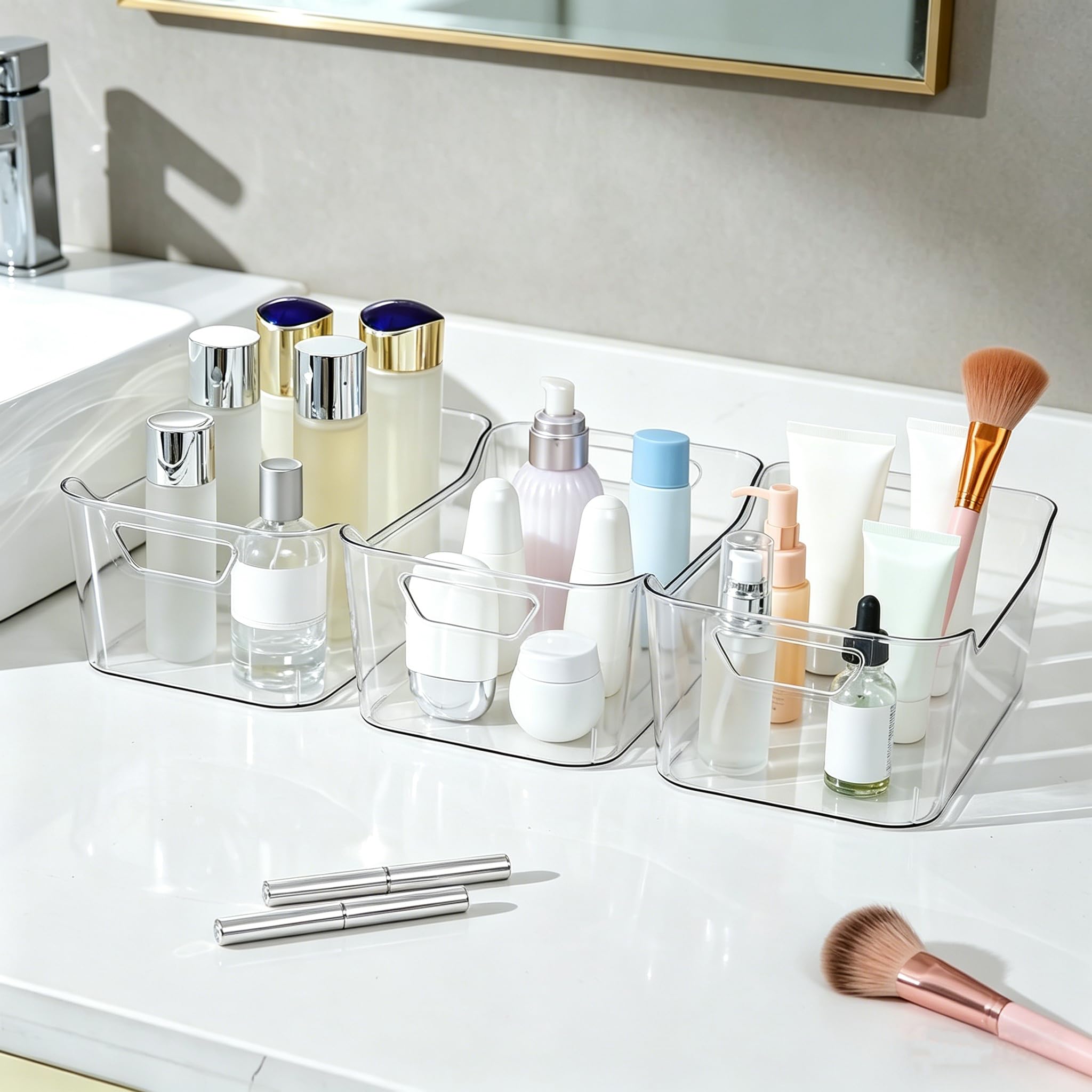 CiWiVOKi Set di 12 contenitori multiuso in plastica trasparente, per dispensa, armadio, frigorifero, congelatore, bagno, organizer per casa e cucina