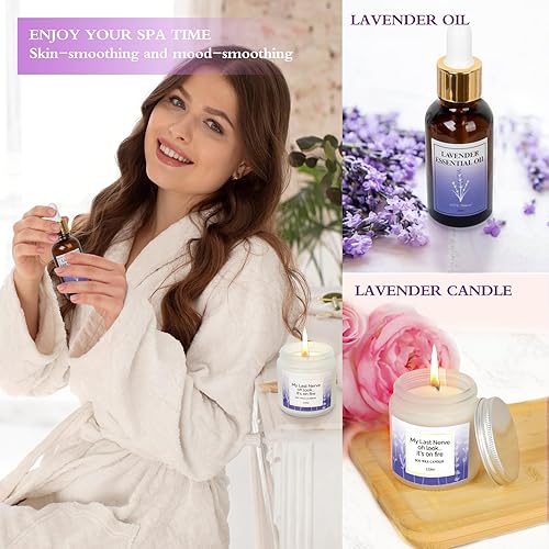Miniatura 4 de Regalos de lavanda para mujeres, paquete de cuidado relajante, juego de regalos de spa de lavanda, regalo de cuidado personal para mujeres, cestas