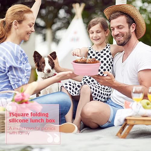 Miniatura 4 de Maxdot 12 cuencos redondos plegables con tapas, recipientes de silicona para almacenamiento de alimentos, recipientes al vacío para almacenamiento