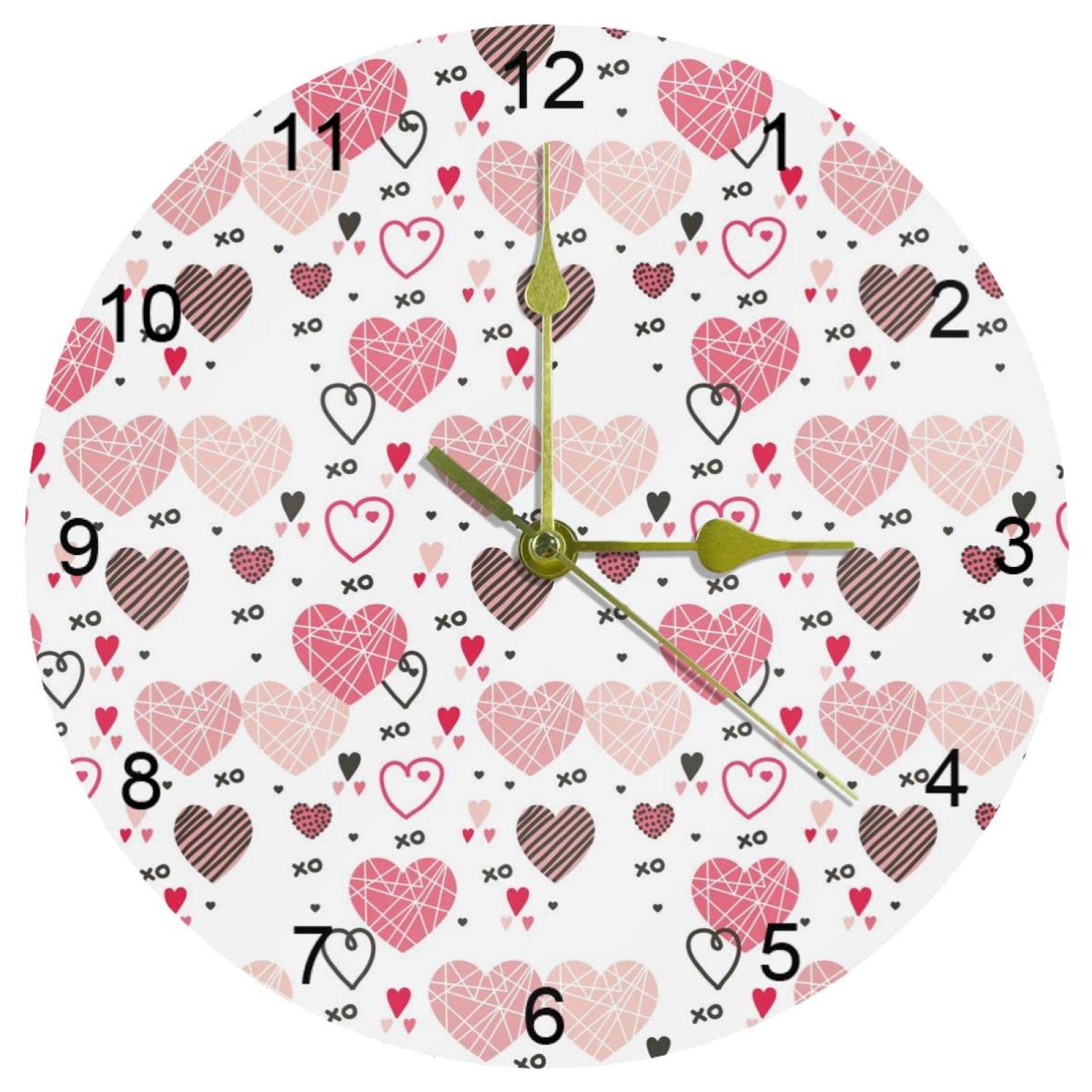Horloge murale silencieuse anti tic-tac rose 25,4 cm pour le sommeil