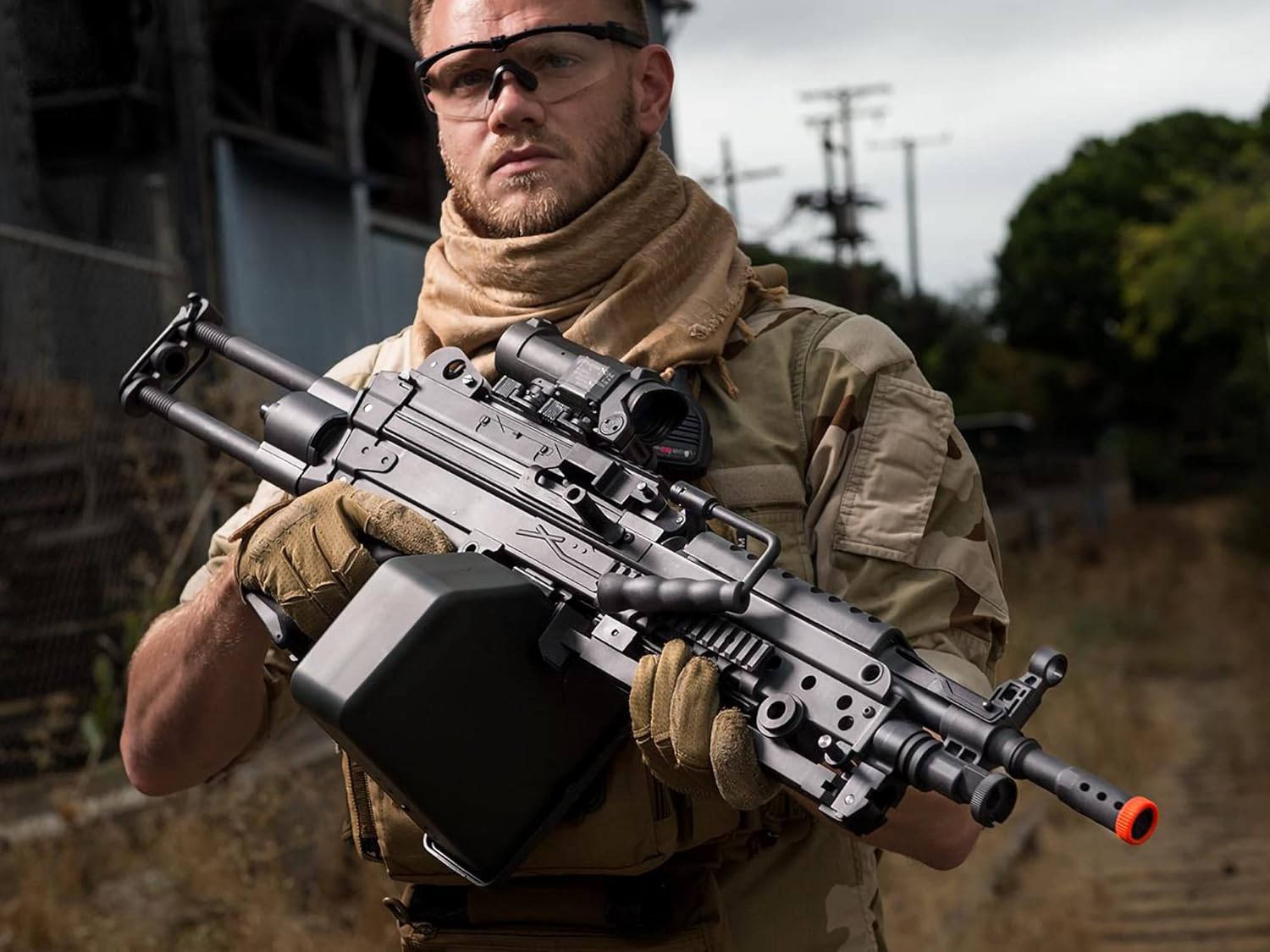 Evike Airsoft - CyberG.un FN Licensed - Featherweight - M2.49 Airsoft Mach.ine G.un (Model: para / (350 FPS), Battery