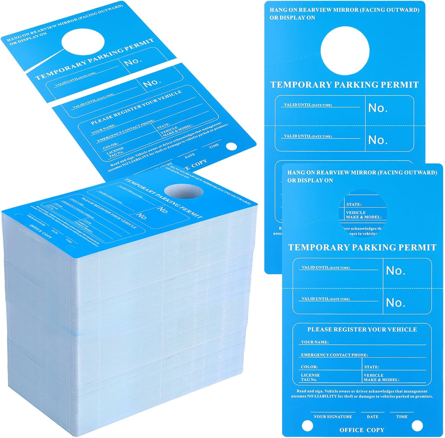 Fuyoooo 300 Pack Temporary Parking Permit Hang tag Parking Permit Tag Adhesive Parking Pass Tags 7.68 x 4.53 Inches Temporary Car Hang tag for Rearview Mirror Windshield