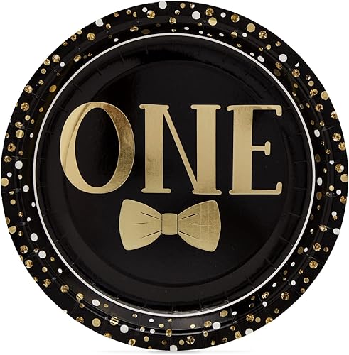 Miniatura 4 de BLUE PANDA Platos de papel para el primer cumpleaños, decoraciones de primer cumpleaños para niños, suministros de fiesta (9 pulgadas, paquete de