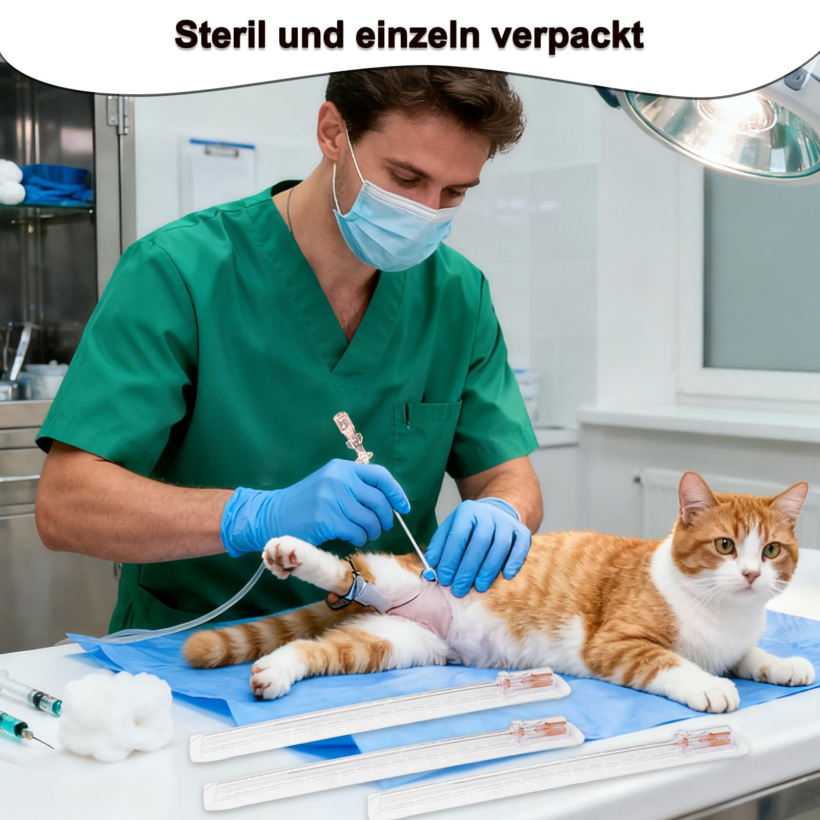 10 STÜCK Katheter für Katzen, Katheter zur Harnableitung, Katheter für Harnleiter bei Katzen. (4FR-1.3X130MM)