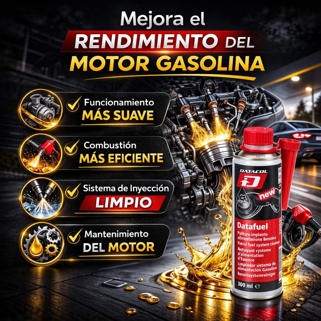 Datacol Limpiador Inyectores Gasolina DATAFUEL 300 ml, Aditivo Gasolina para Sistema de Combustible, Limpia, Desincrusta y Lubrica Inyectores, Bomba y Válvulas (3)