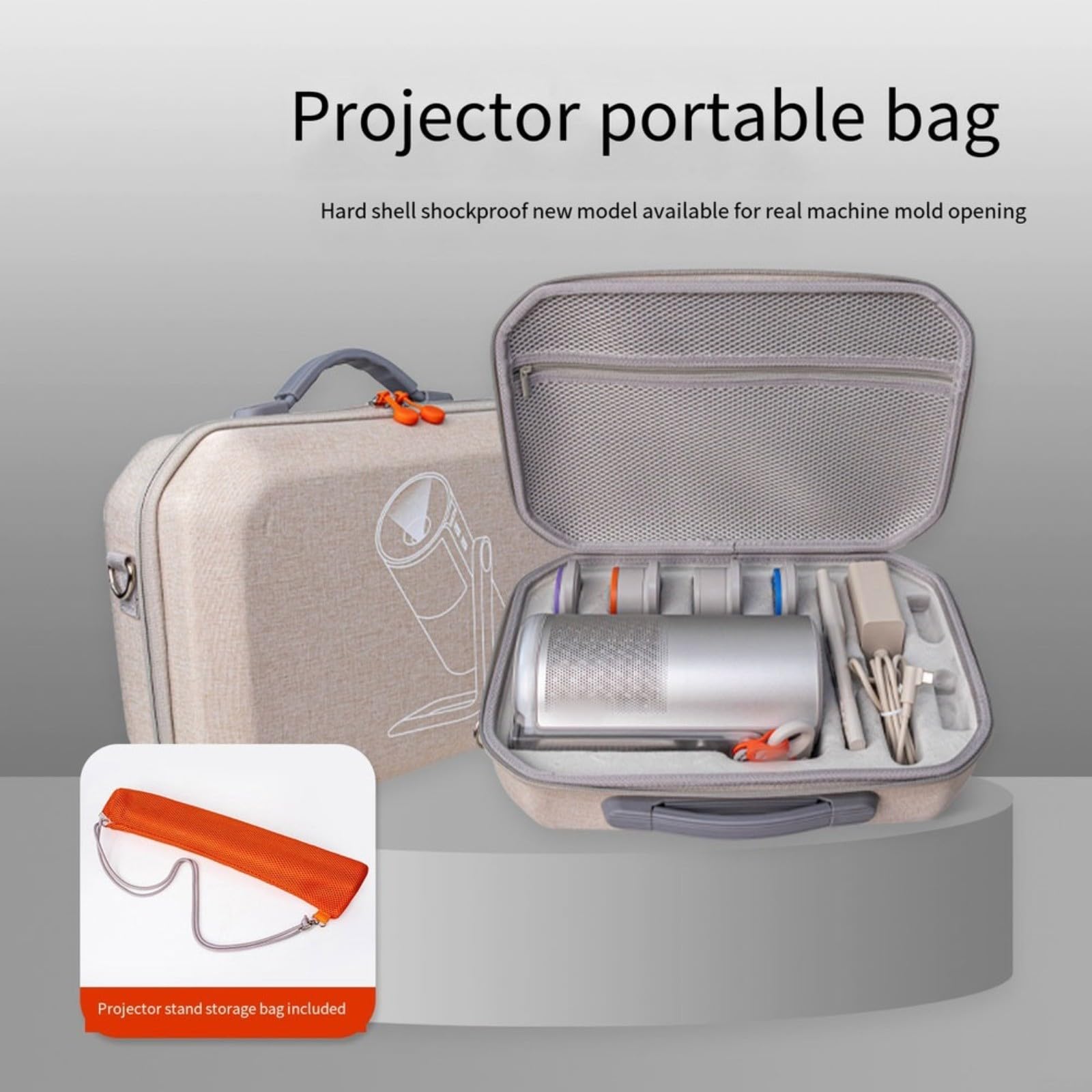 Harte Reisetasche für XGIMI MoGo 4 (2025) mit EVA-Schutz, leichte tragbare Aufbewahrungstasche mit Griff, stoßfest, wasserdicht, sturzsicher, tragbarer Organizer für elektronisches Zubehör