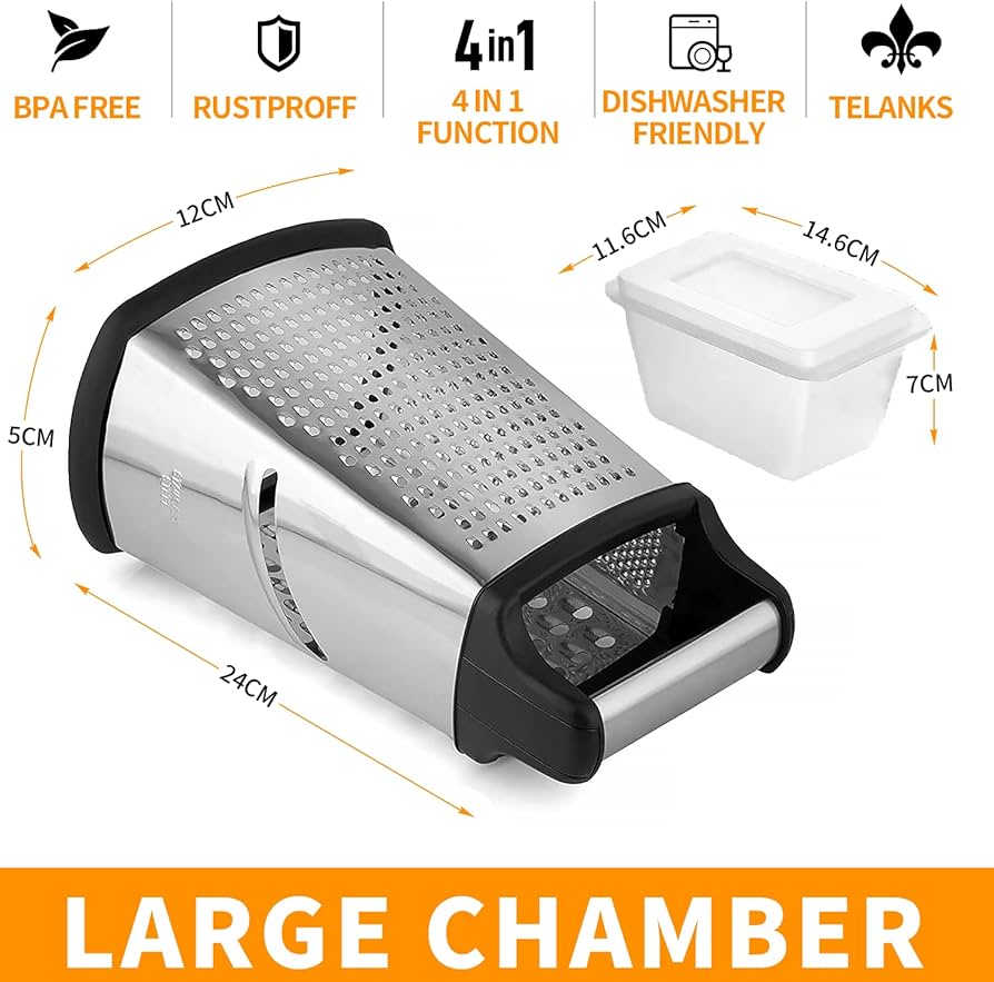 Grattugia per Verdure e Patate in Acciaio Inox 4 Lati – Grattugia Ideale per Raspare Verdure, Patate e Formaggio, Perfetta per la Cucina Quotidiana | Leroy Merlin