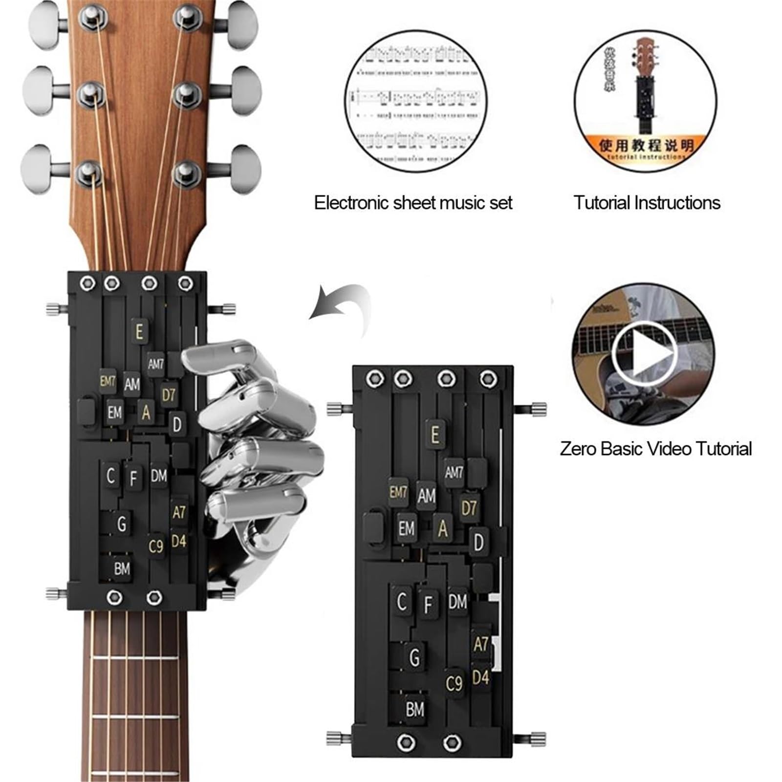 Professionale Strumenti per Chitarra Strumenti Di Apprendimento Per Principianti Con Guitar Chord Presser(Double Chord)