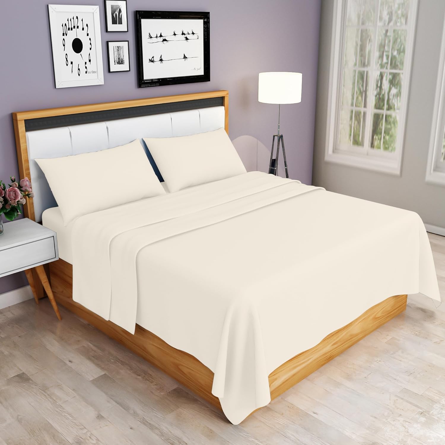 Homes-Linen Flat Sheet - Super King - Cream