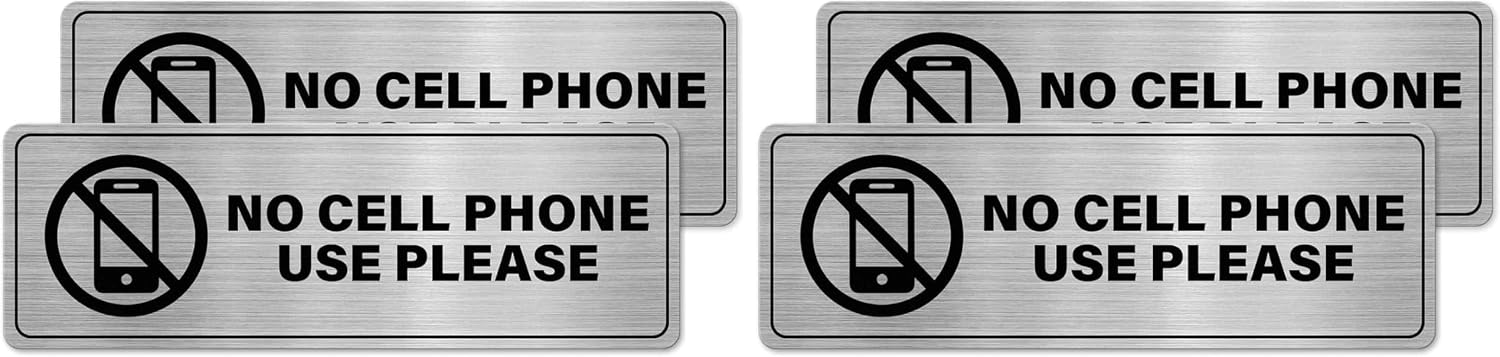 No Cell Phone Use Please Signs 9 × 3 Inch Adhesive Aluminum Workplace Safety Signage Waterproof Wall Sign for Business Classroom Outdoor Indoor 2 PCS (Pack of 2)