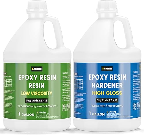 Miniatura 1 de TAKIMO Kit de resina transparente de 2 galones, resina epoxi sin burbujas y no amarillenta para revestimiento, fundición, mesa, bricolaje, bar,