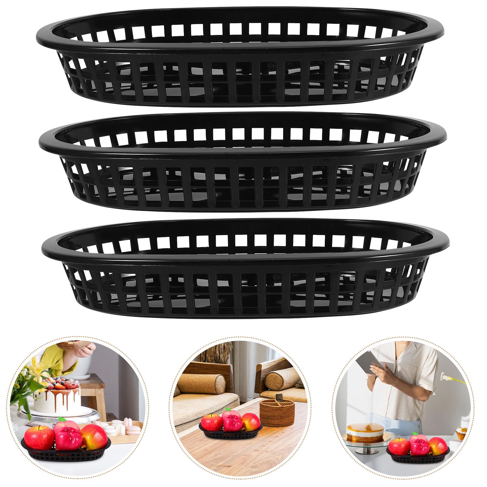 ibasenice Vassoi Fast Food 24 Pezzi Cestini Riutilizzabili in Plastica 9.25X5.91X1.38 Pollici Contenitori per Patatine Fritte e Hamburger per Ristoranti e Feste Riutilizzabile