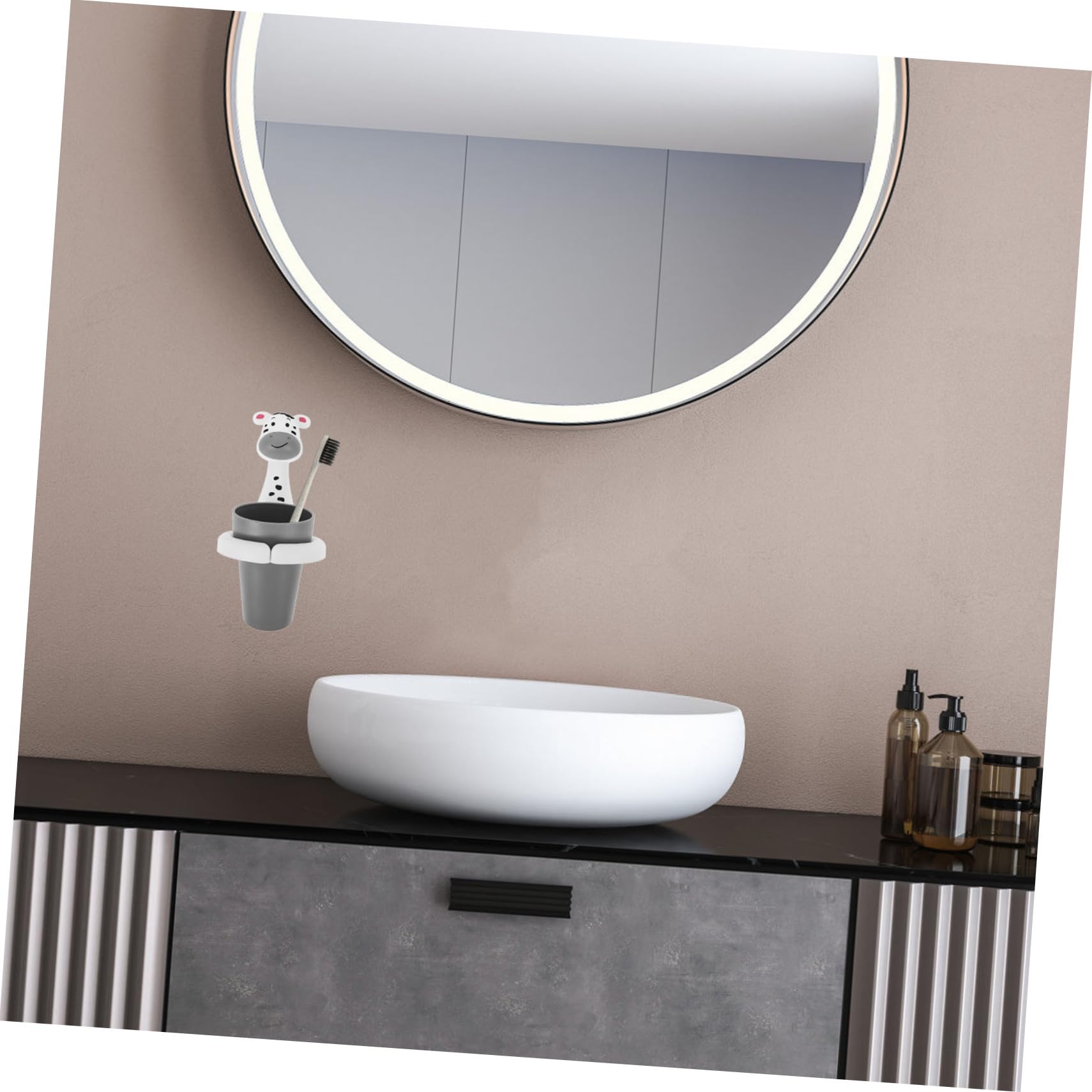 OSALADI 5pezzi Portaspazzolino Da Muro Con Tazza Organizzatore Per Spazzolini e Dentifricio Design Pratico e Facile Da Installare Adatto Per Bagno e Superfici Lisce