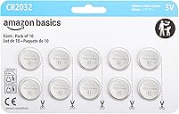 Amazon Basics CR2032 Lithium Batteries, 10-Pack, Child-Proof Package, Non-Coated - AirTag Compatible