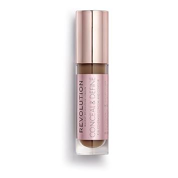 Revolution, Conceal & Define Concealer, Full Coverage & Lightweight, Long-Lasting Matte Finish, Vegan & Cruelty Free, C16 Dark to Deep Skin Tones, 0.14 oz