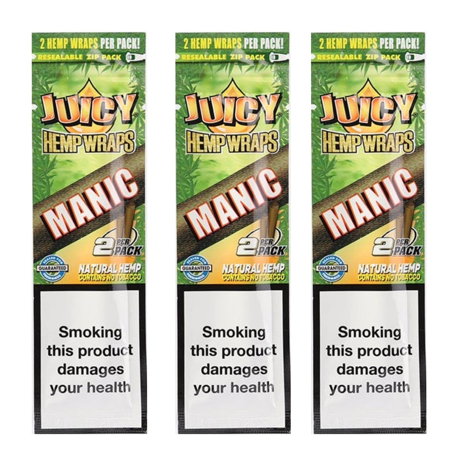OutonTrip Original Juicy Jays Organic Manic Blunt Wrap/Cigar Wrap Rolling Papers - 2 Pieces per Pack - Pack of 3