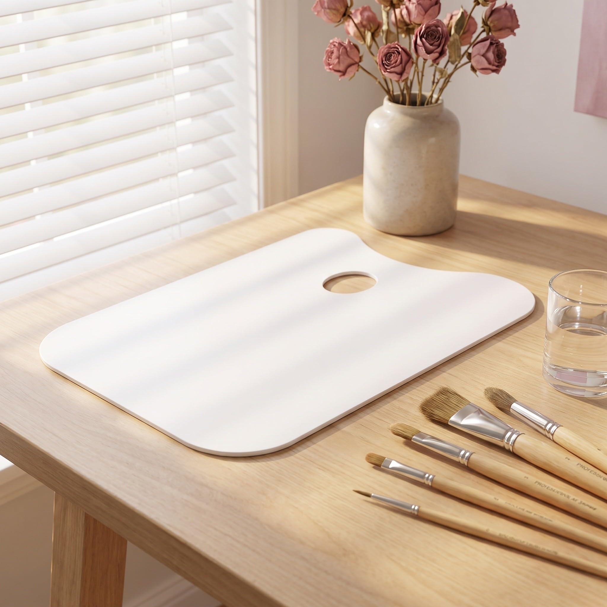 Lurrose 3-teilige Kunststoff 14,6 x 10 Zoll große Daumenloch – Transparente Malpalette – Leicht zu reinigende, antihaftbeschichtete Künstlerpalette für Öl-, Aquarell-