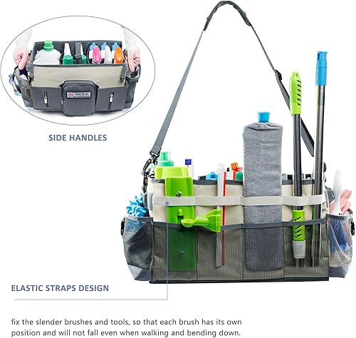 Miniatura 4 de Organizador Grande de Suministros de Limpieza - Organizador de Caddy de Limpieza con Asas y Correa para el Hombro - Bolsas de Limpieza para