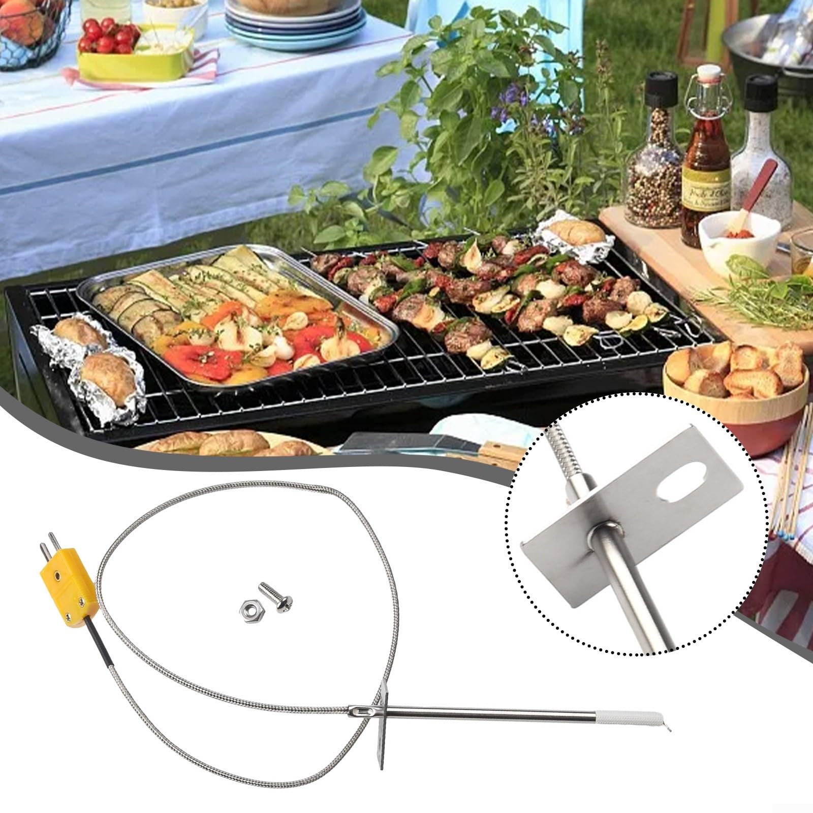 Replacement Temperature Probe for Gravity Series 560/800/1050 Digital Charcoal Grills 17'' for Braided Steel Mesh