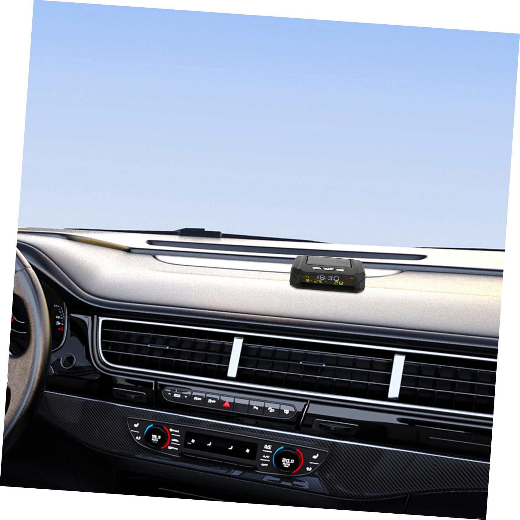 SOLUSTRE Reloj de Coche con Pantalla Digital para Salpicadero, Función de Temperatura y Hora, Diseño Compacto en Abs para Automóviles y Carritos de Golf