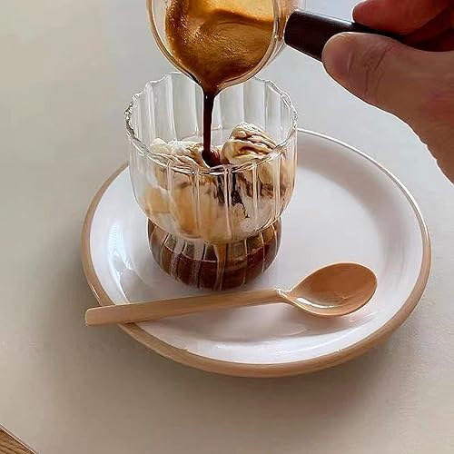 Miniatura 2 de Juego de 4 vasos de vidrio acanalado de 10 onzas con forma de onda vintage, vasos de café helado, vasos para bebidas de cóctel, bebidas, jugo, leche